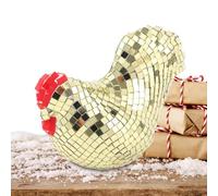 Mirror Ball Chicken Figurine - 4.5 Inch Cool Acrylic Reflective Ornament For Parties, Weddings With Dancing Shiny Design, Fun Decoration For Home, Office, Desk Display, Dormitory