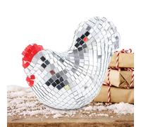 Mirror Ball Chicken Figurine, Cool Acrylic Modern Reflective Sculpture, Dancing Party Ornament, Festive Decoration For Wedding Thanksgiving Offices Home Desk Dormitory, 4.33 Inches