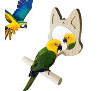 Mirror Bird Perches, Rod Stand Swing Toy, 5.51x4.72x3.54 Inches, Boosting Cage Accessory, Natural Wood Construction for Parakeet, Cockatiel, Conure, Finch, and Budgies, Wooden