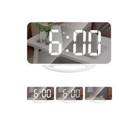 Mirror Clock, LED Digital Display, 6.22x0.59x3.07 Inches Modern Electronic Timer, Auto Brightness Adjustment Aesthetic Accessory for Desk Dorm Study Classroom College Senior Teen Daily Use