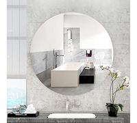 Mirror de aderezo Redondo, Espejo montado en la Pared de 28 Pulgadas, Espejo de baño, Entrada, Sala de Estar, Espejo Grande para el Fregadero sobre Natural,50cm