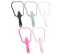 Mirror de dientes de 5 piezas 6.3x3.4 '' Espejo portátil con forma de diente de alta definición con mango extendido Anti-Fall Small Handheld Mirror para retoques de maquillaje y viaje, espejo de mano