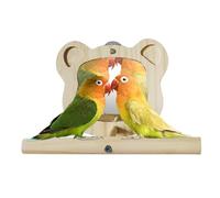 Mirror de pájaros con percha, postura espejo para pájaros Madera de madera
