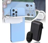 Mirror Effect Lens - Capture Stunning Reflections Instantly,Mirror Reflection Clip for iPhone Camera, HD Glass Smartphone Photography Flip Mirror, for Travel Photography (White(with Remote))