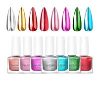 Mirror Nail Polish - Mirror Effect Quick Dry Nail Gel Polishm 8 Colors Quick Dry Fingernail Manicure Art Suppslies for Salon Home Professional Party Wedding Holiday Events