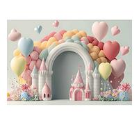 MIRRORANG 1,5x1m Fondo de Castillo de Globo para bebé Arco Blanco Color Globo Flor fotografía Fondo Baby Shower Banner Decorativo recién Nacido Fiesta de cumpleaños Accesorios de Estudio fotográfico