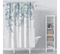 MIRRORANG 120x180cm Hoja Cortina De La Ducha Planta Acuarela Naturaleza Eucalipto Hojas Verdes Cortina De Ducha para Baño Impermeable Tejido De Poliéster Conjunto con Ganchos