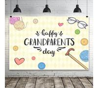 MIRRORANG 3x2.5m Fondo para el Día de los Abuelos, Jubilación, Amor, Evento Escolar, Bolas de Lana, Vasos y Muletas, Fondo para Fotografía, Decoración para Fiestas Familiares