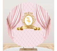 MIRRORANG Diámetro 2m Sfondo Rotondo di BUON Compleanno a Little Princess Golden Mirro Pink Curtain Diamond Shape Photography Background per Princess Girls Birthday Party Celebration, Poliéster