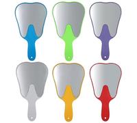 Mirrores de mano de 6 piezas con mango, lindo espejo de mano en forma de diente para clínica dental, salón, barbero o peluquería.