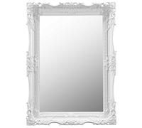 MirrorOutlet Espejo de Pared Grande de Color Blanco Muy ornamentado con diseño Antiguo (94 cm x 68 cm)