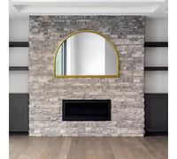 MirrorOutlet Espejo de Pared Moderno arqueado de Metal Dorado Grande arqueado: 125 x 90 cm, Adecuado para Dormitorio, Sala de Estar, vestidor y Espacios de Estar.