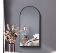 MirrorOutlet Espejo de Pared Moderno arqueado de Metal Negro Grande arqueado: 80 cm x 40 cm, Adecuado para Dormitorio, Sala de Estar, vestidor y Espacios de Estar.