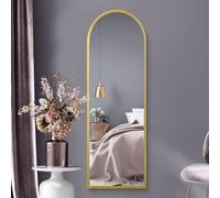 MirrorOutlet Espejo de Pared Moderno de Metal arqueado Grande Dorado de Longitud Completa, 160 x 53 cm, Adecuado para Dormitorio, Sala de Estar, vestidor y Espacios de Estar.