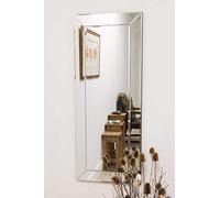 MirrorOutlet Espejo de Pared Veneciano de Borde único Grande de 117 cm x 46 cm, Color Plateado