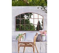MirrorOutlet Espejo Grande de Metal rústico con Forma de Arco para Ventana de jardín al Aire Libre, 90 cm x 56 cm, marrón (GM071)