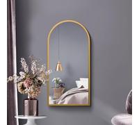 MirrorOutlet The Arcus - Espejo de Pared arqueado con Marco de Metal Dorado de 80 cm x 40 cm, Adecuado para Interior y Exterior