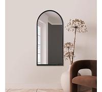 MirrorOutlet The Arcus - Espejo de Pared arqueado Moderno con Marco de Metal Negro, 120 cm x 60 cm, Marco de 2 cm de Ancho y 3 cm de Profundidad
