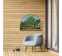 MirrorOutlet The Arcus - Espejo de Pared de jardín arqueado Moderno con Marco de Metal Dorado, 125 cm x 90 cm, Color Negro, Marco de 2 cm de Ancho y 3 cm de Profundidad