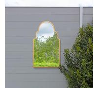 MirrorOutlet The Arcus - Espejo de Pared de jardín arqueado Moderno con Marco de Metal Dorado para Exteriores, 41 x 24 Pulgadas, Marco Dorado
