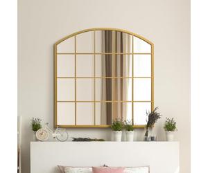 MirrorOutlet The Arcus - Espejo Inclinado para Ventana arqueado con Marco Dorado de 100 x 100 cm, Adecuado para Interiores y Exteriores