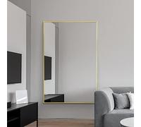MirrorOutlet The Artus - Espejo de Pared con Borde de Aluminio Moderno Dorado de 120 cm x 80 cm, Espejo Plateado