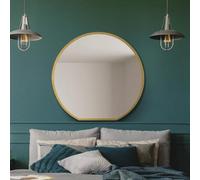 MirrorOutlet The Circulus - Espejo de Pared Circular de Fondo Plano con Marco Dorado, Manto. 84 cm x 80 cm