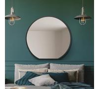 MirrorOutlet The Circulus - Espejo de Pared Circular de Fondo Plano con Marco Negro, Manto. 84 cm x 80 cm