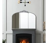 MirrorOutlet The Crown - Espejo de Pared clásico arqueado con Marco de Metal Plateado con Corona de 102 cm x 80 cm, Color Negro. Marco de 2 cm de Ancho y 3 cm de Profundidad.