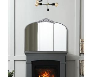 MirrorOutlet The Crown - Espejo de Pared clásico arqueado con Marco de Metal Plateado con Corona de 102 cm x 80 cm, Color Negro. Marco de 2 cm de Ancho y 3 cm de Profundidad.