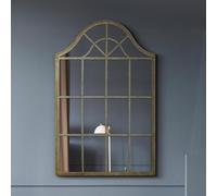 MirrorOutlet The Kirkby - Espejo Decorativo de Pared arqueado con Marco de Metal Verde campestre 92 cm x 63 cm