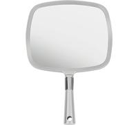 Mirrorvana Espejo con Mango, Espejo de Mano Grande para clínica Dental, salón de Belleza, barbería, peluquería, Afeitado y Maquillaje (Plata)