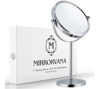 Mirrorvana Espejo de Aumento 10X y 1X para baño y Maquillaje, Redondo de Mesa con rotación 360° y Base de pie - 35,5 cm x 18 cm
