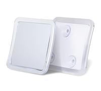 Mirrorvana Espejo de Ducha pequeño sin vaho para Viajes - diseño Cuadrado con Tres ventosas, Espejo de Afeitar inastillable para baño y Viaje - 13,5 cm x 13,5 cm (Transparente)