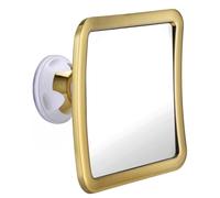 Mirrorvana Espejo de Ducha sin Niebla Chapado en Oro con Ventosa 360° - Modelo portátil e inastillable para Afeitado y baño - 16 cm x 16 cm (Dorado)
