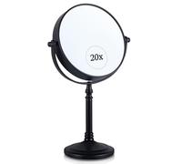 Mirrorvana Espejo de Maquillaje de 20 aumentos con Soporte - diseño cosmético de Doble Cara 20X y 1X, Ideal para Escritorio, tocador o encimera de baño - Alto 30,5 cm y Ancho 15,24 cm (Negro)