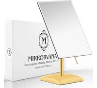 Mirrorvana Espejo Dorado de pie para Maquillaje y baño - Modelo de Mesa Grande y portátil - Accesorio Decorativo con Marco Elegante - 18 cm x 25 cm