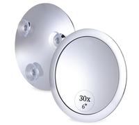 Mirrorvana Espejo Maquillaje 30X - Espejo con Ventosa de Gran Aumento para un Maquillaje y Aseo Precisos - Redondo y Portátil, 15cm (Cromo)