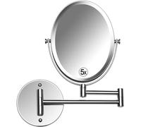 MIRRORVANA Espejo Ovalado de baño para Pared con Doble Cara y Aumento 5X/1X - Ideal para Afeitado, Maquillaje y Uso Diario - 17 cm x 22 cm