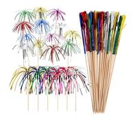 Mirrwin 100 Piezas Palitos de Cóctel, Palillos de Cócteles de Fuegos Artificiales Decoración de Cóctel 23cm Sombrillas de Cócteles para Decoraciones de Fiestas Tropicales Hawaianas Fiesta de Verano