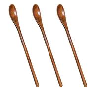 Mirrwin Cucharadita de Mango Largo de Madera Estilo Japonés - Cucharas Mezcladoras para Café, Leche, Miel y Pasteles - Madera Natural