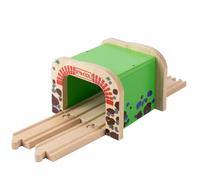 Mirthben Accesorios de tren de madera para niños a partir de 3 años, túnel de doble vía