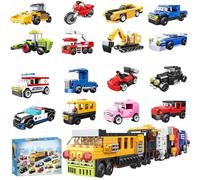 Mirthben Juego de bloques de construcción 16 en 1, construye 16 coches pequeños o 1 modelo de vehículo gigante, juguete educativo STEM para niños a partir de 6 años, regalo para niños y niñas