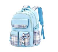 MIRVOUE Mochila Oxford a cuadros, mochila escolar grande y ligera(Pequeño-azul)