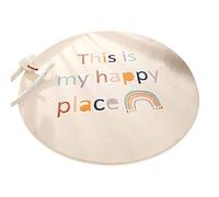 Mirweon Alfombra redonda de 80 cm con letras de arco iris nórdico, para niños, bebés, para jugar al gatear al lado de la cama, alfombra para niños, guardería, dormitorio, decoración de suelo