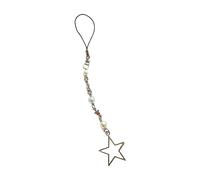 Mirweon Cadena de teléfono con cuentas de perlas de cinco puntas de Japón y Corea del Sur, diseño dulce y fresco, colgante de coche, estrella de cinco puntas