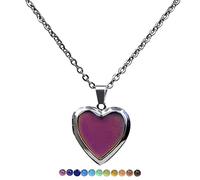 Mirweon Collar con colgante sensible a la temperatura que cambia de color, longitud ajustable, cadena de clavícula, corazón, cadena de clavícula, joyería para mujeres y hombres