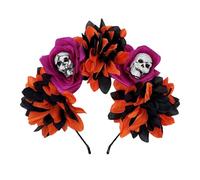 Mirweon Guirnalda de corona de rosas mexicanas, diadema de flores, esqueleto floral, diadema de Halloween, Dias Des Los Muerto, disfraz de fiesta