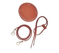 Mirweon Juego de mochila de piel sintética para hacer manualidades, bolsas de ganchillo, bolsa moldeadora inferior, base de cojín con agujeros, correa de piel, parte inferior para ganchillo, Brown