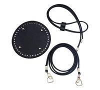 Mirweon Juego de mochila de piel sintética para hacer manualidades, bolsas de ganchillo, bolsa moldeadora inferior, base de cojín con agujeros, correa de piel, parte inferior para ganchillo, Black